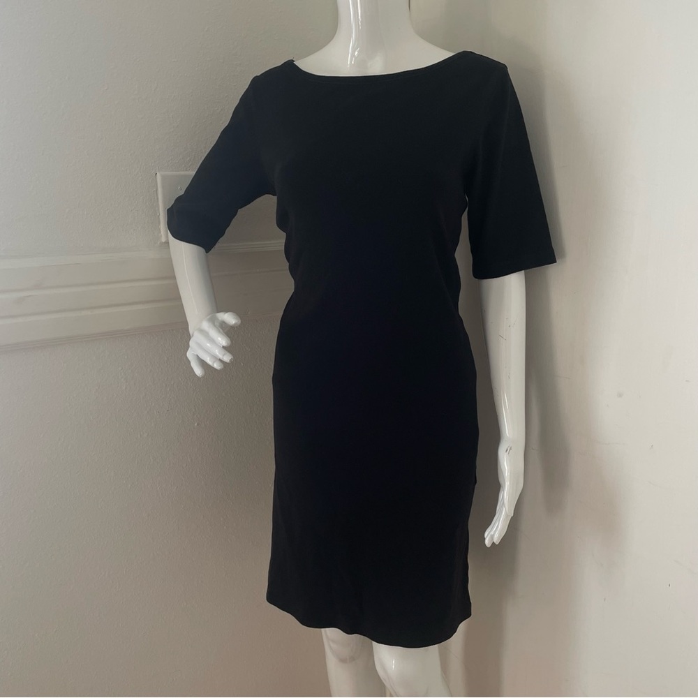 Ralph Lauren Black Cotton Dress 3/4 Sleeve Elegant Business Office Casual - Picture 4 of 15